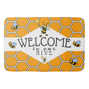 Cute Bees Welcome to Our Hive  Bath Mat