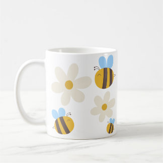 Cute Bees with a white Flowers Mug