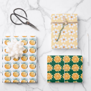 Cute bees wrapping paper. Gift wrapping.  Paper Sheet