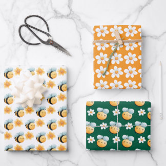 Cute bees wrapping paper. Gift wrapping.  Wrapping Paper Sheet