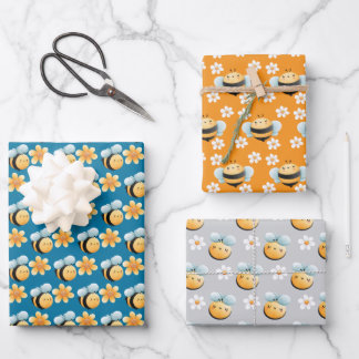 Cute bees wrapping paper. Gift wrapping.  Wrapping Paper Sheet