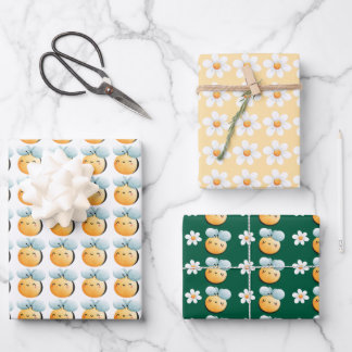 Cute bees wrapping paper. Gift wrapping.  Wrapping Wrapping Paper Sheet