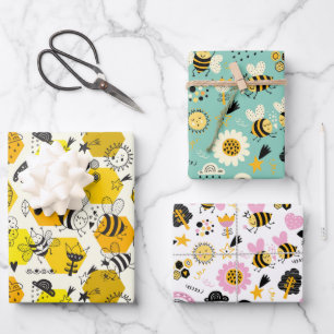Cute Bees Wrapping Sheet Set of 3