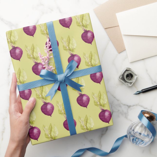 Cute Beetroot Watercolor Pattern Wrapping Paper (Gifting)