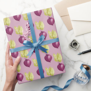 Cute Beetroot Watercolor Pattern Wrapping Paper