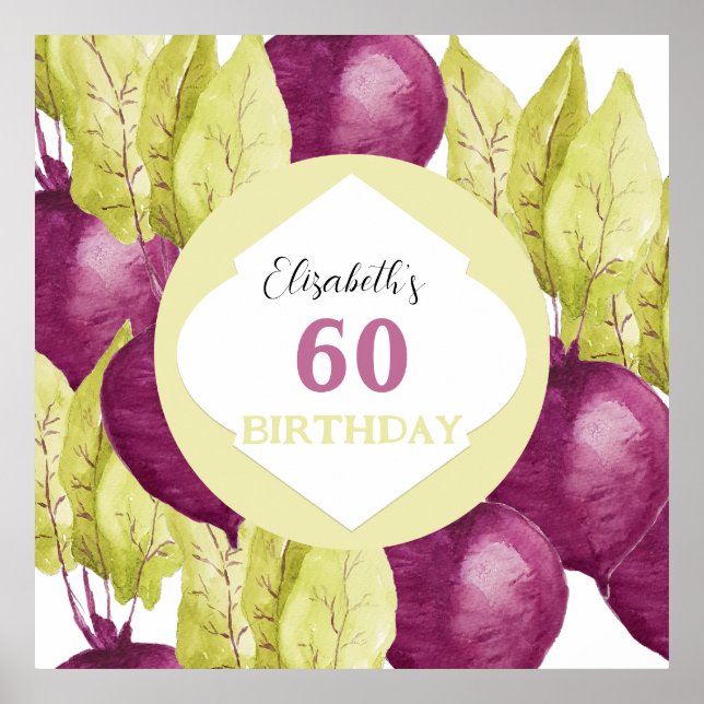 Cute Beets Watercolor Art Personalised Poster (Front)