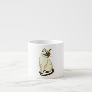 CUTE BEIGE AND BROWN CAT WITH BLUE EYES ESPRESSO CUP