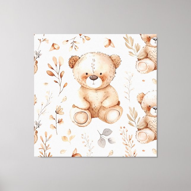 Cute Beige Baby Bear Canvas Print (Front)