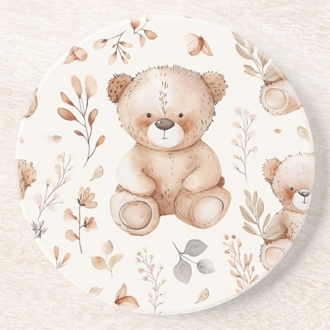 Cute Beige Baby Bear Coaster (Front)