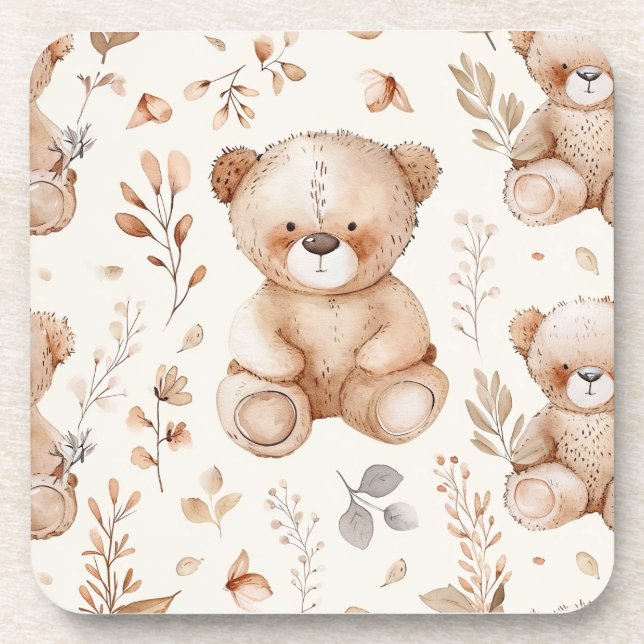 Cute Beige Baby Bear Coaster (Front)