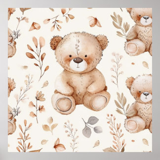 Cute Beige Baby Bear Poster