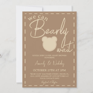Cute Beige Brown Modern Gender Neutral Baby Shower Invitation