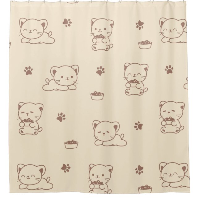 Cute Beige Cat Pattern (1) Shower Curtain (Front)