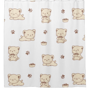Cute Beige Cat Pattern (2) Shower Curtain