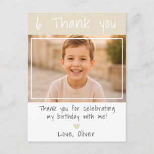 Cute Beige Girl Boy Photo Birthday Thank you Postcard