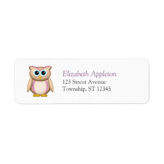 Cute Beige & Purple Owl - Return Address Labels