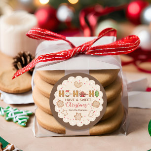 Cute Beige Red Gingerbread Cookies Christmas  Classic Round Sticker