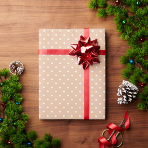 Cute beige tan and white polka dot pattern stylish wrapping paper