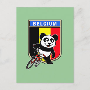 Cute Belgium Cycling Panda Postcard