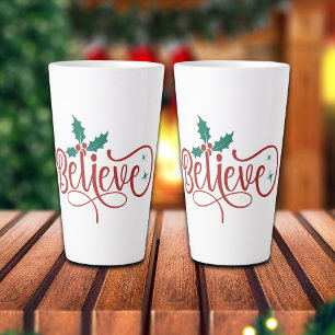 Cute 'Believe' Christmas Latte Mug