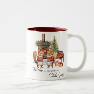Cute Believe In The Magic Of Christmas Two-Tone Coffee Mug