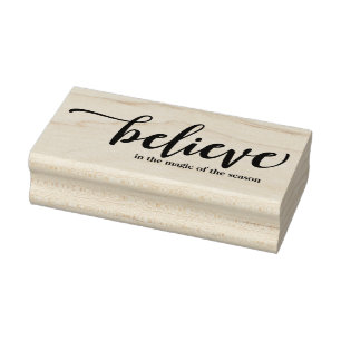 Cute Believe in the Magic Personalised Holiday Rubber Stamp