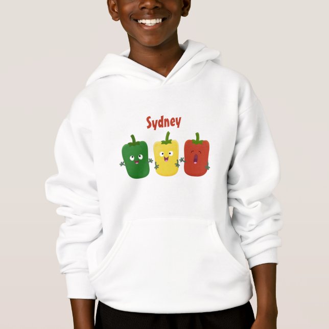 Cute bell pepper capsicum trio singing cartoon (Front)
