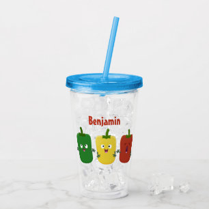 Cute bell pepper capsicum trio singing cartoon acrylic tumbler