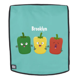 Cute bell pepper capsicum trio singing cartoon backpack