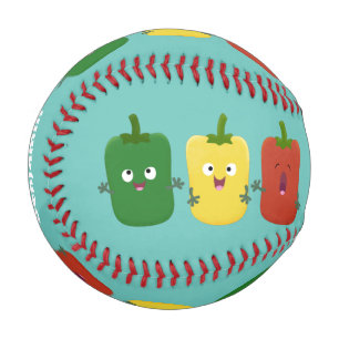 Cute bell pepper capsicum trio singing cartoon baseball