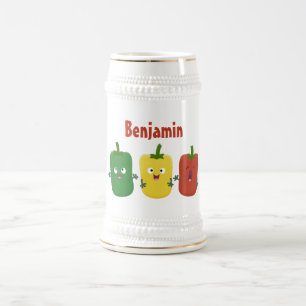 Cute bell pepper capsicum trio singing cartoon beer stein