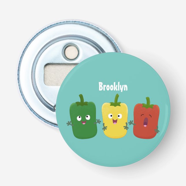 Cute bell pepper capsicum trio singing cartoon bottle opener (Front)
