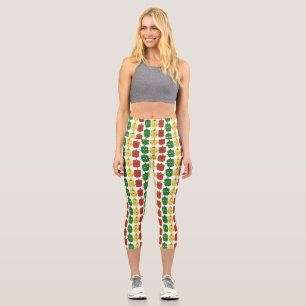 Cute bell pepper capsicum trio singing cartoon capri leggings