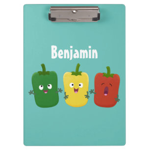 Cute bell pepper capsicum trio singing cartoon  clipboard