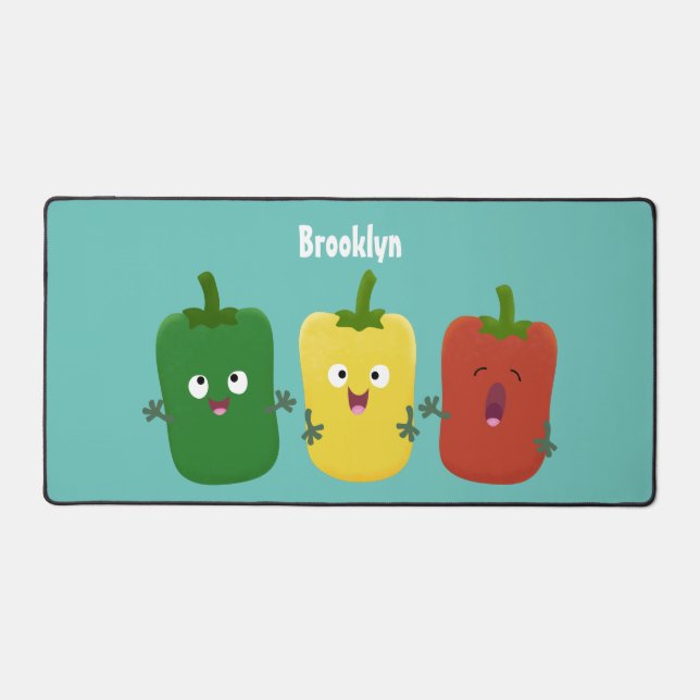 Cute bell pepper capsicum trio singing cartoon desk mat (Front)