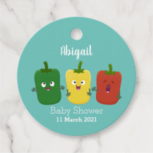 Cute bell pepper capsicum trio singing cartoon favour tags
