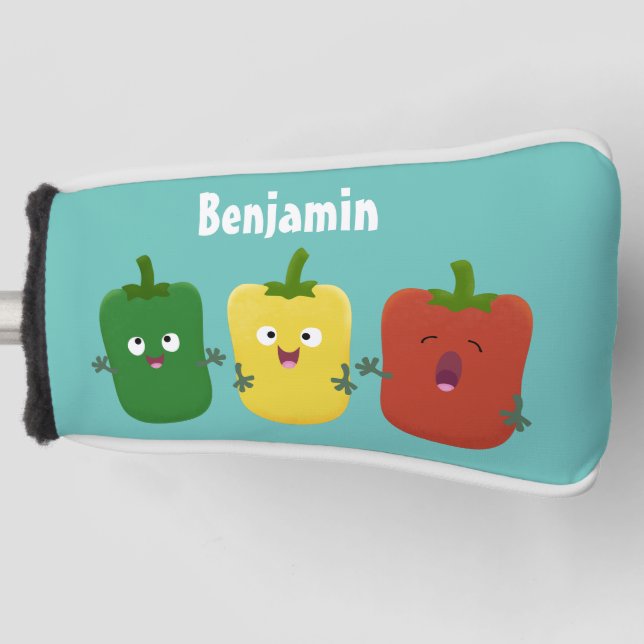 Cute bell pepper capsicum trio singing cartoon golf head cover (Front)
