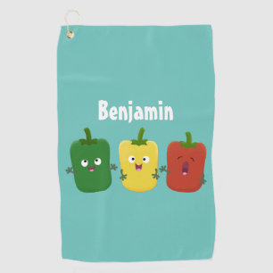 Cute bell pepper capsicum trio singing cartoon golf towel