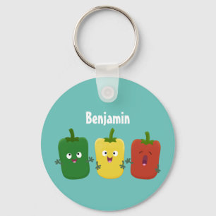 Cute bell pepper capsicum trio singing cartoon key ring