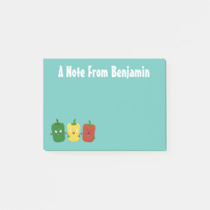 Cute bell pepper capsicum trio singing cartoon post-it notes
