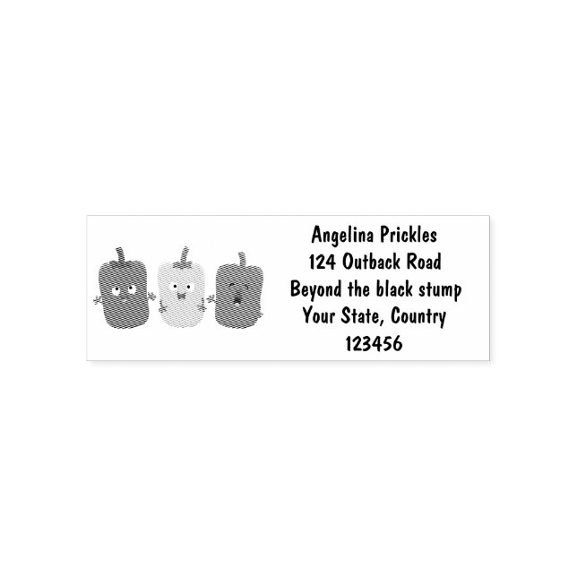 Cute bell pepper capsicum trio singing cartoon  self-inking stamp (Design)