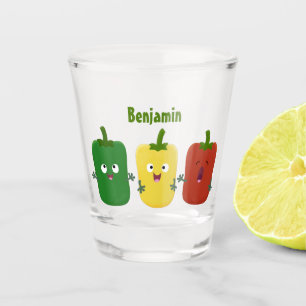 Cute bell pepper capsicum trio singing cartoon shot glass
