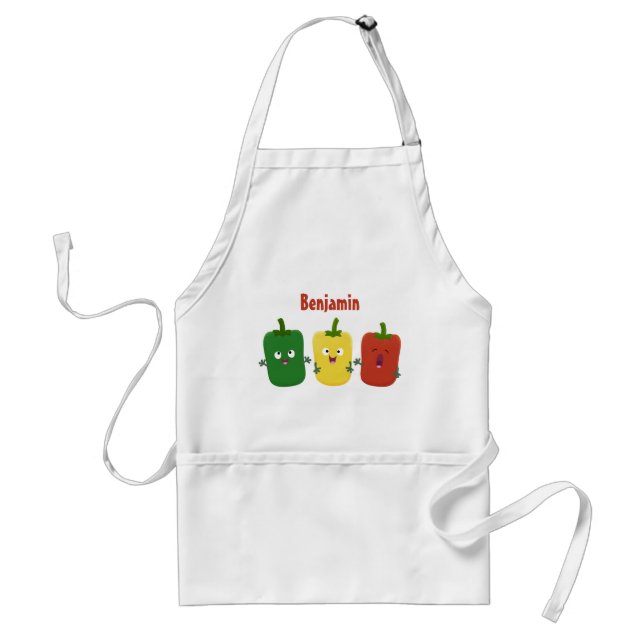 Cute bell pepper capsicum trio singing cartoon  standard apron (Front)