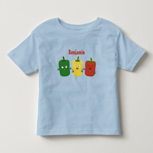 Cute bell pepper capsicum trio singing cartoon toddler T-Shirt (Front)