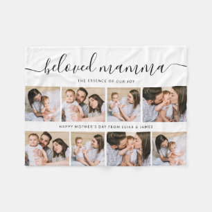 Cute Beloved Mamma Mom Mothers Day Photo Collage Fleece Blanket