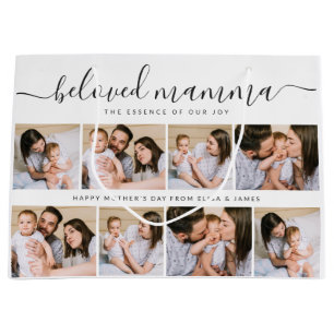 Cute Beloved Mamma Mom Mothers Day Photo Collage Large Gift Bag