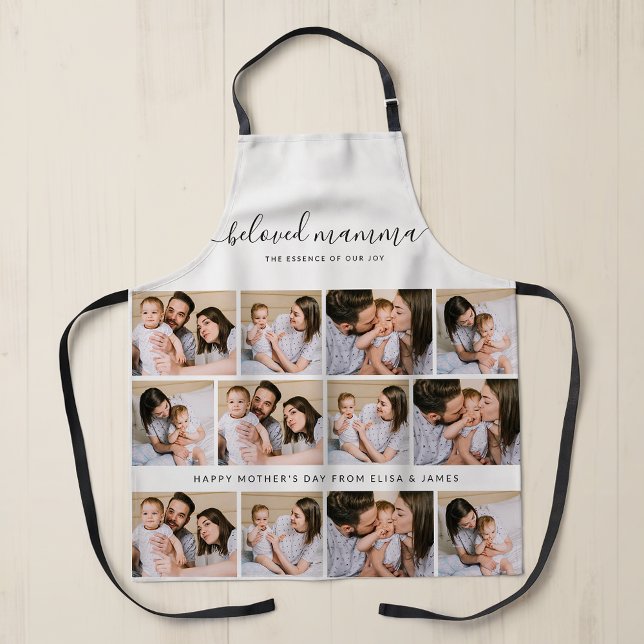 Cute Beloved Mamma Mum Mothers Day Photo Collage Apron (Creator Uploaded)