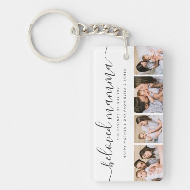 Cute Beloved Mamma Mum Mothers Day Photo Collage Key Ring (Front)