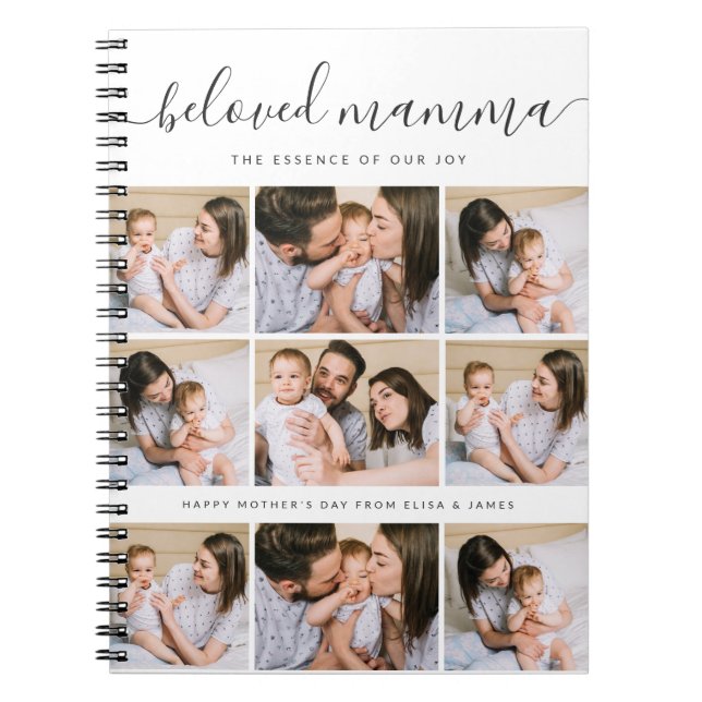 Cute Beloved Mamma Mum Mothers Day Photo Collage Notebook (Front)