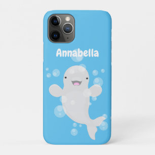 Cute beluga whale bubbles cartoon illustration Case-Mate iPhone case